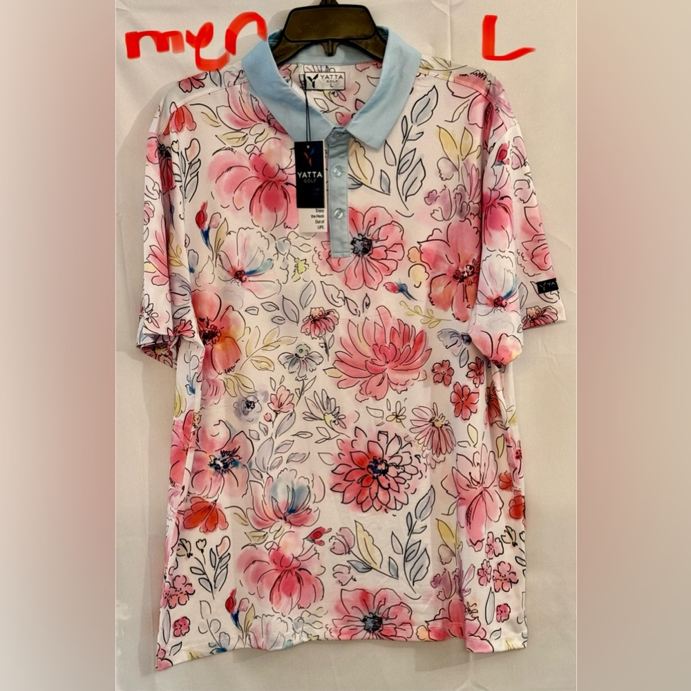 Floral Men's Shirt with Blue Collar